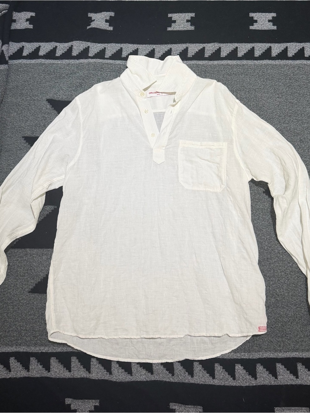 Orlebar Brown White Long-Sleeve Popover Shirt - Lightweight Linen size s
